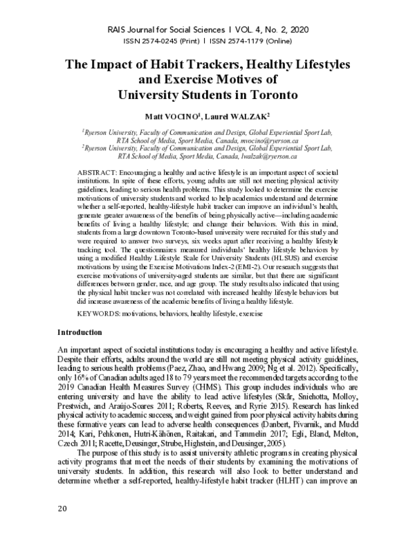 (PDF) The Impact of Habit Trackers, Healthy Lifestyles and Exercise ...