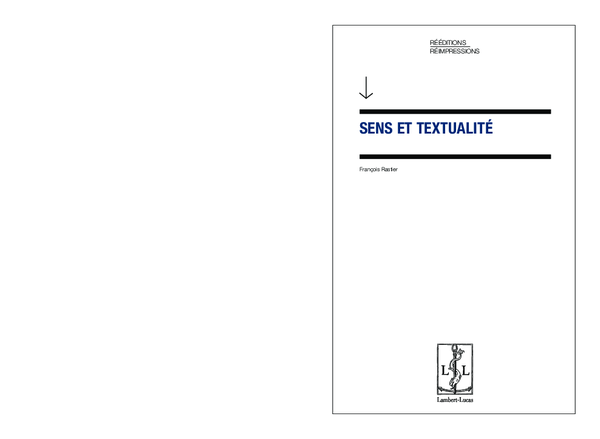 (PDF) François Rastier Sens et textualité