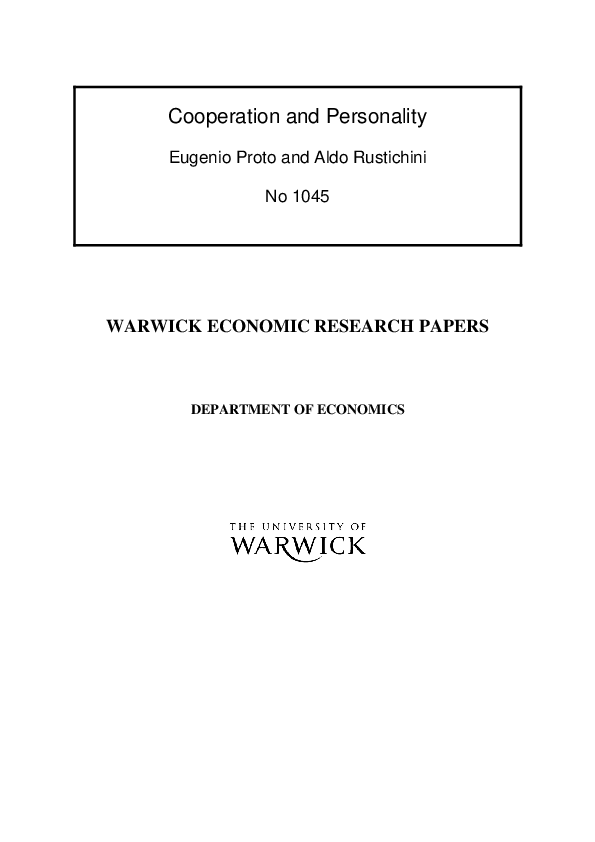 (PDF) Cooperation and personality