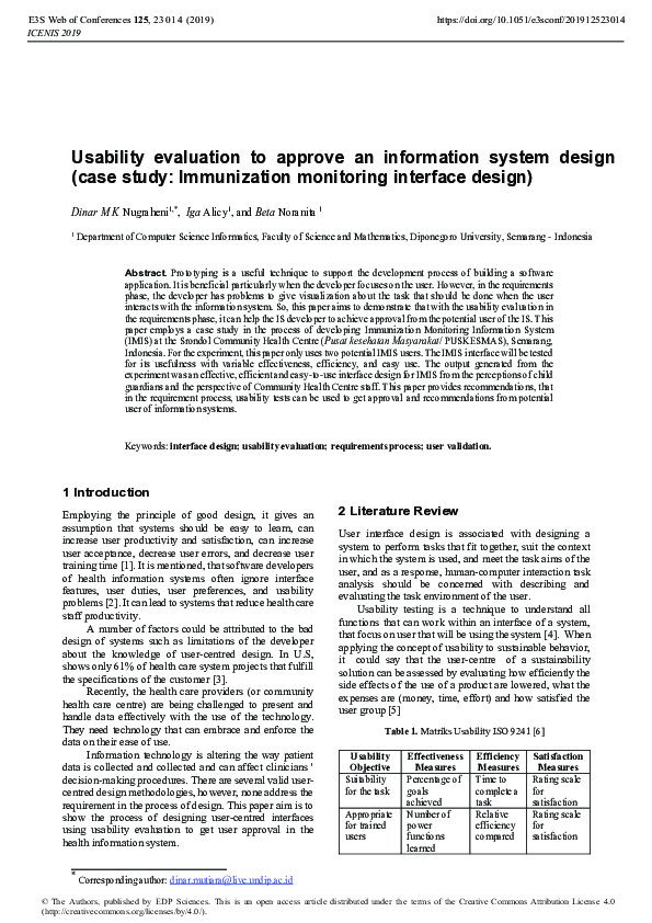 (PDF) Usability evaluation to approve an information system design ...