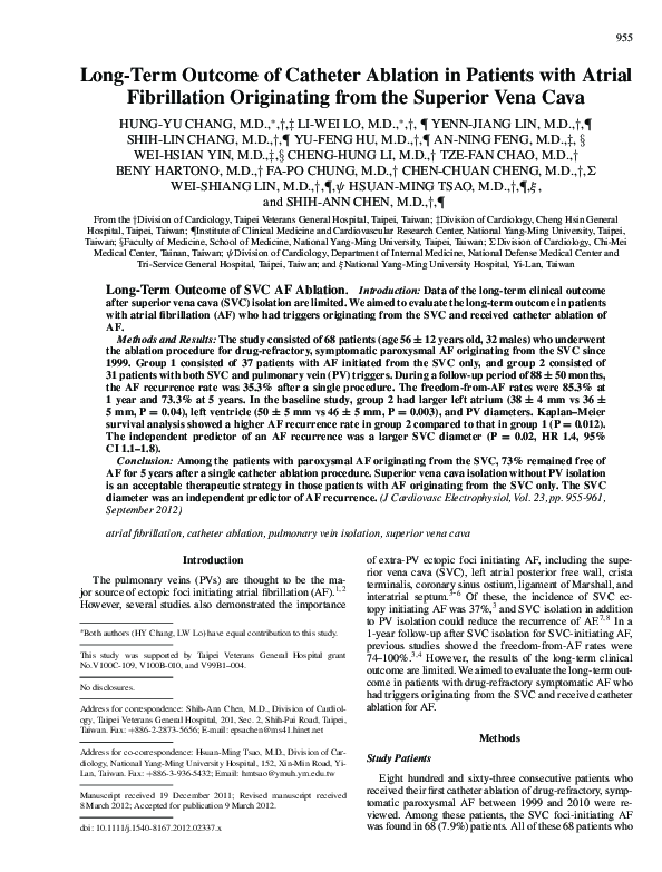 (PDF) Long‐Term Outcome of Catheter Ablation in Patients with Atrial ...