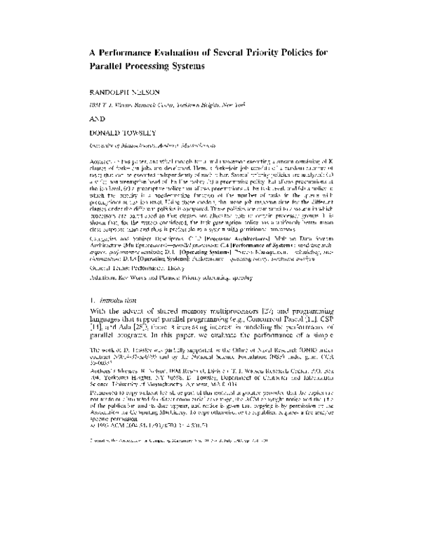 (PDF) A performance evaluation of several priority policies for ...