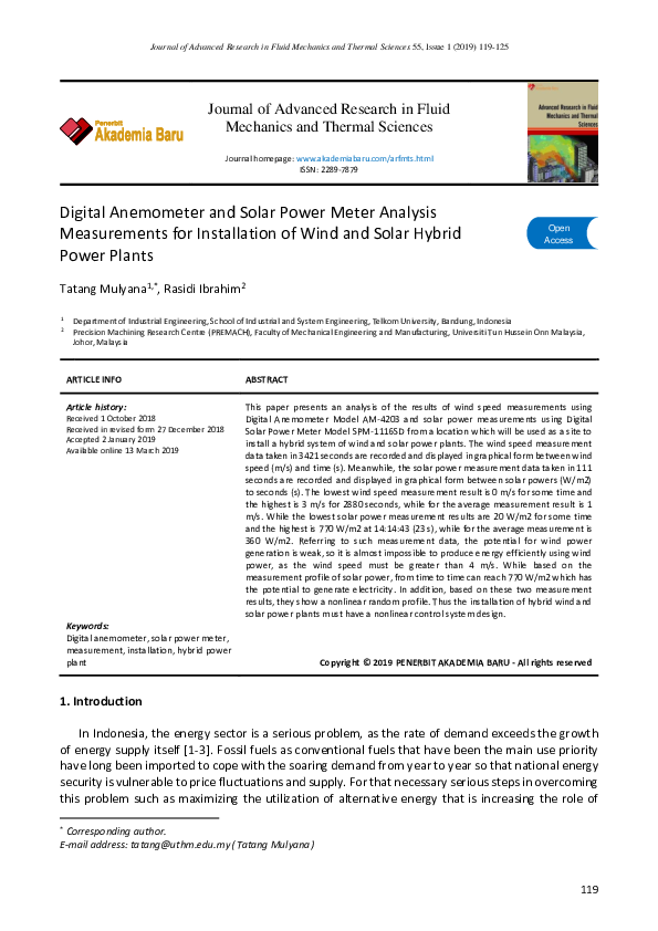 (PDF) Digital Anemometer and Solar Power Meter Analysis Measurements ...
