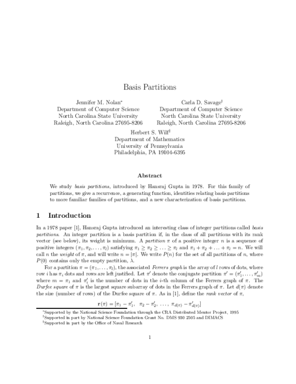 (PDF) Basis partitions