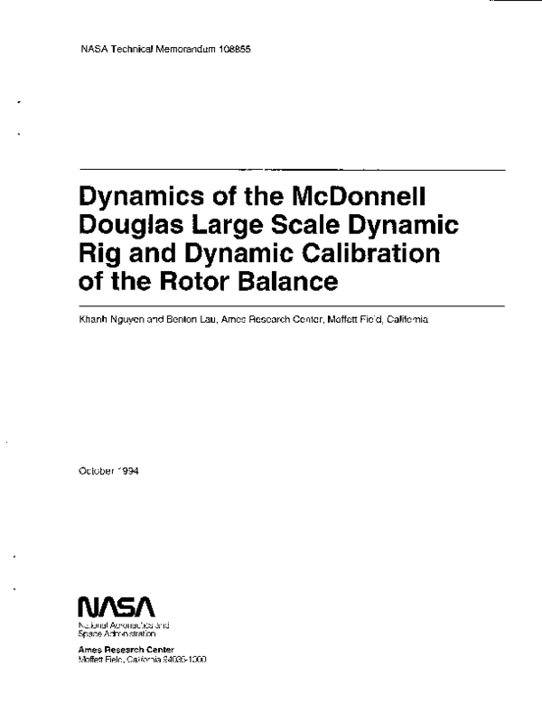 (PDF) Dynamics of the McDonnell-Douglas Large Scale Dynamic Rig and ...