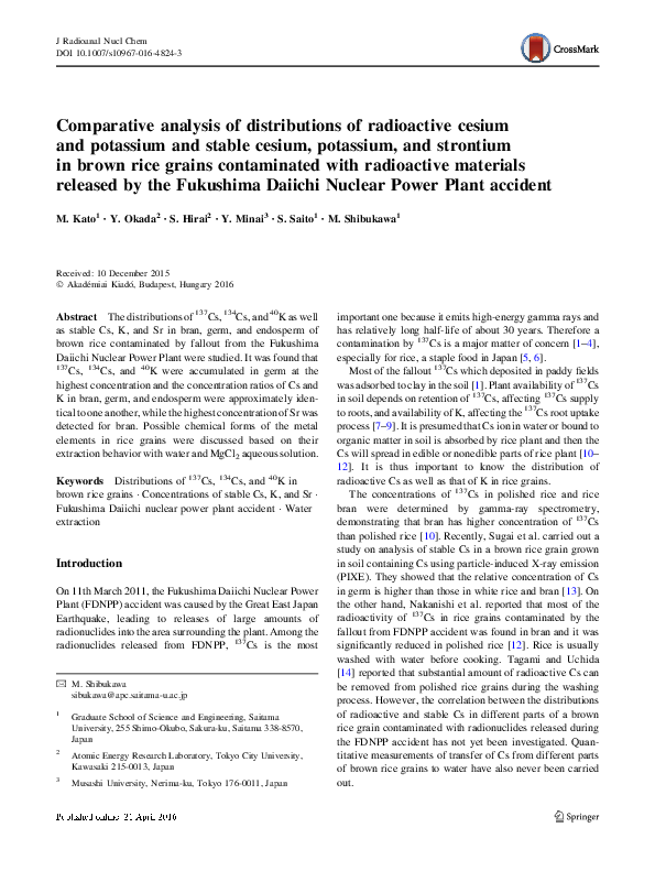 (PDF) Comparative analysis of distributions of radioactive cesium and ...