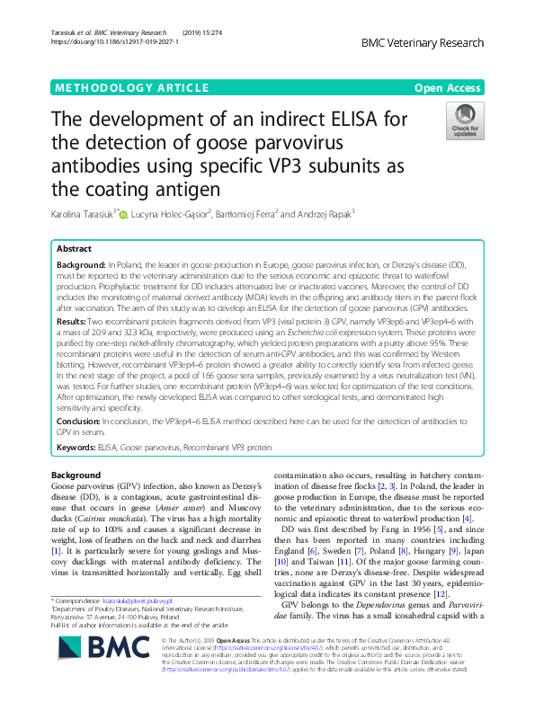 (PDF) Development of an Indirect ELISA for the Detection of Antibodies ...