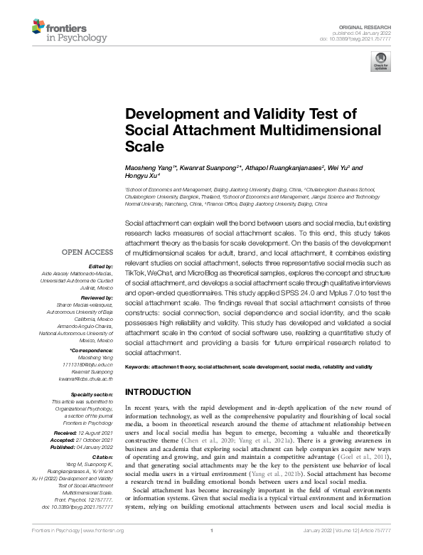 (PDF) Development and Validity Test of Social Attachment ...