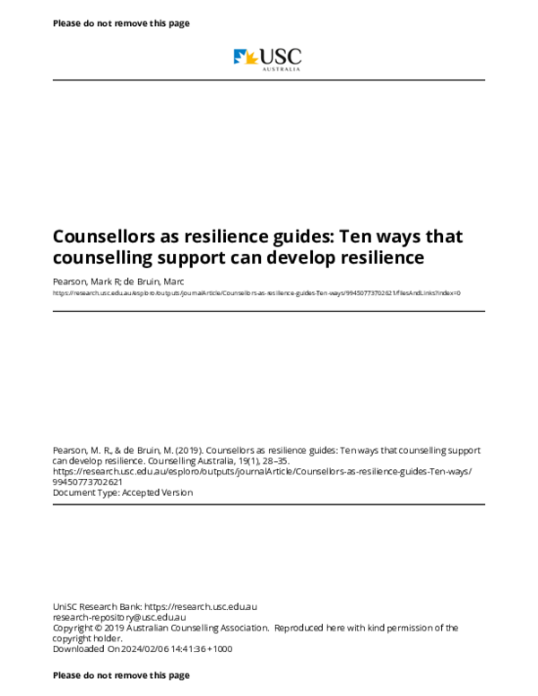 (PDF) Counsellors as resilience guides - Ten ways that counselling ...