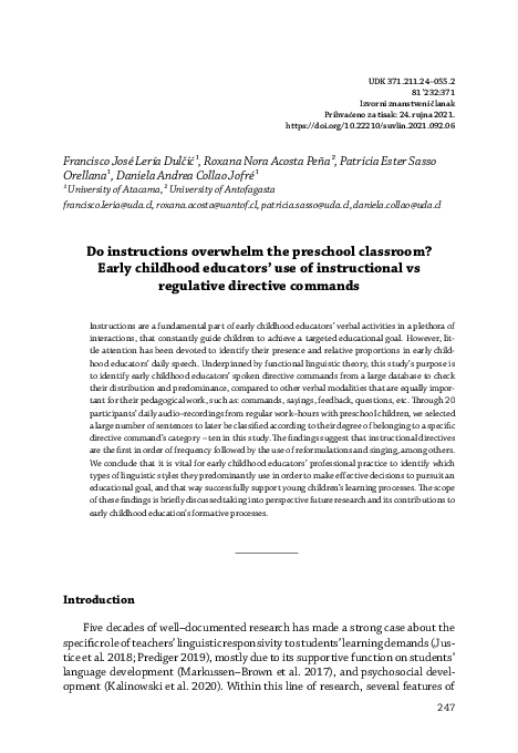 (PDF) Do instructions overwhelm the preschool classroom? Early ...