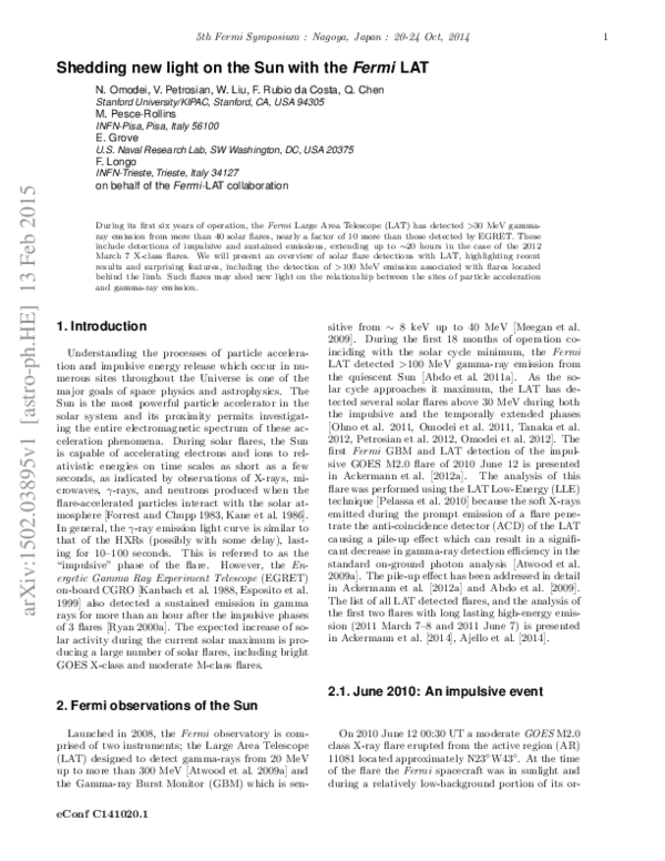 (PDF) Shedding new light on the Sun with the Fermi LAT