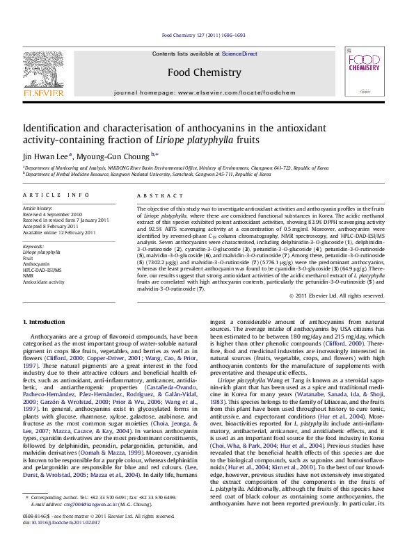 (PDF) Identification and characterisation of anthocyanins in the ...