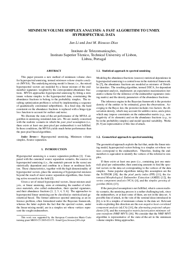 (PDF) Minimum Volume Simplex Analysis: A Fast Algorithm for Linear ...
