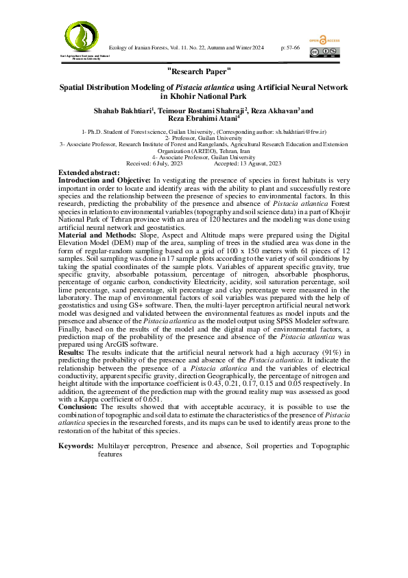 (PDF) Spatial Distribution Modeling of Pistacia atlantica using ...