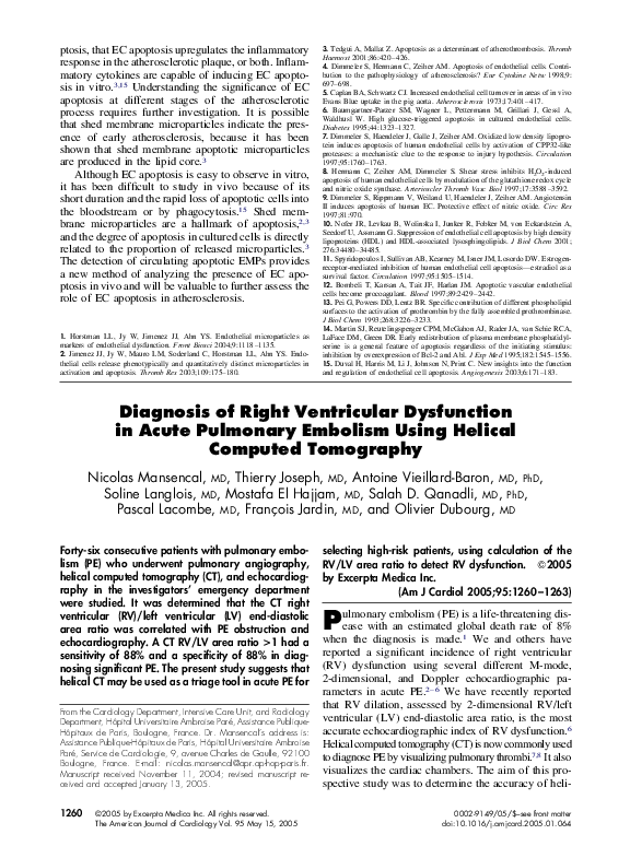 (PDF) Diagnosis of Right Ventricular Dysfunction in Acute Pulmonary ...