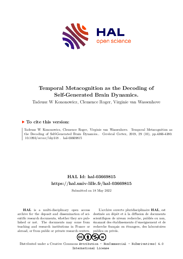 (PDF) Temporal Metacognition as the Decoding of Self-Generated Brain ...