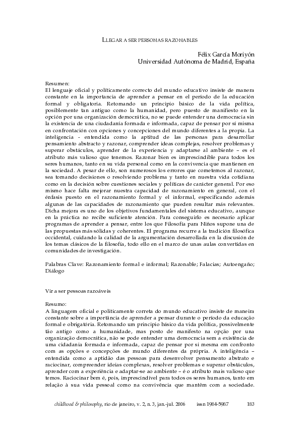 (PDF) Llegar a Ser Personas Razonables