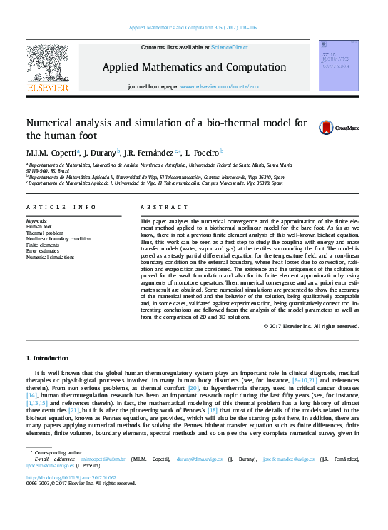 (PDF) Numerical analysis and simulation of a bio-thermal model for the ...