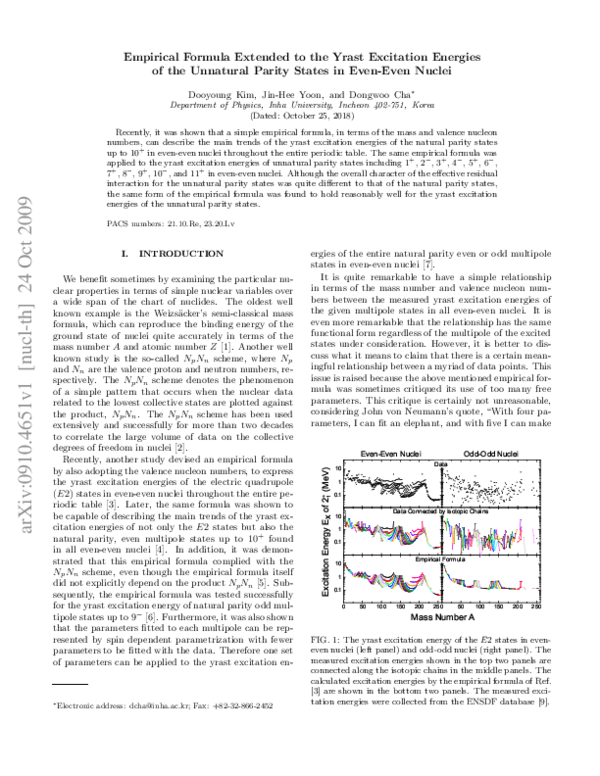 (PDF) Empirical Formula Extended to the Yrast Excitation Energies of ...