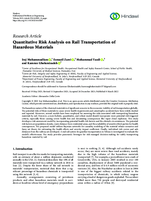 (PDF) Quantitative Risk Analysis on Rail Transportation of Hazardous ...