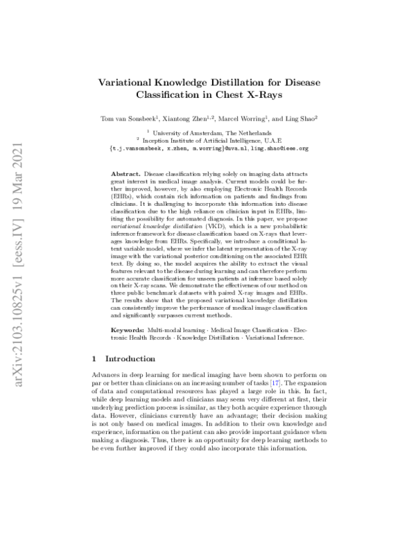 (PDF) Variational Knowledge Distillation for Disease Classification in ...
