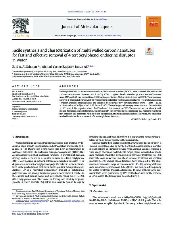 (PDF) Facile synthesis and characterization of multi-walled carbon ...