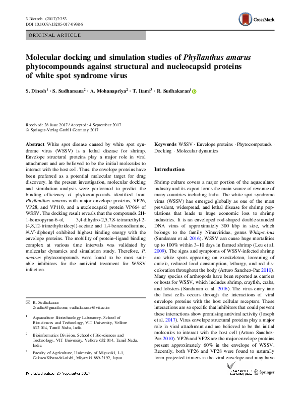 (PDF) Molecular docking and simulation studies of phytocompounds ...