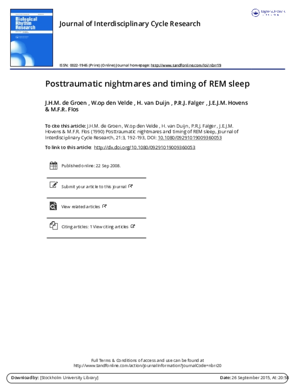 (PDF) Posttraumatic nightmares and timing of REM sleep