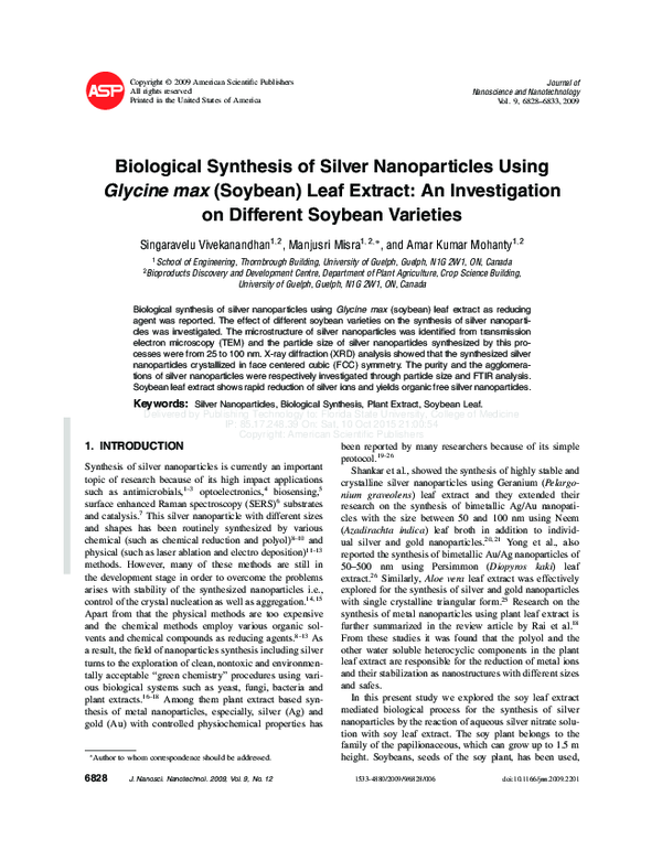 (PDF) Biological Synthesis of Silver Nanoparticles and their Biomedical ...