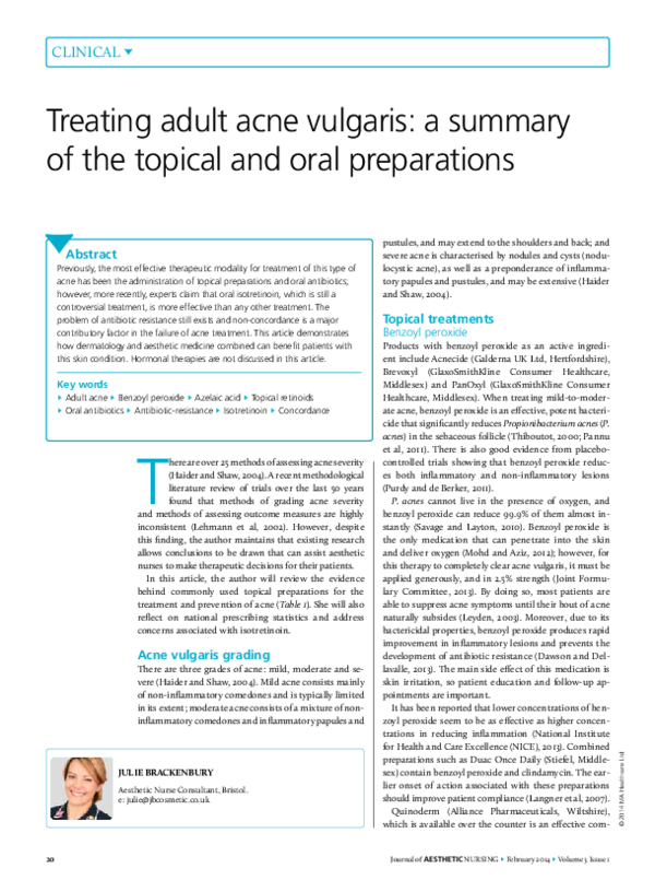 (PDF) Treating adult acne vulgaris: a summary of the topical and oral ...