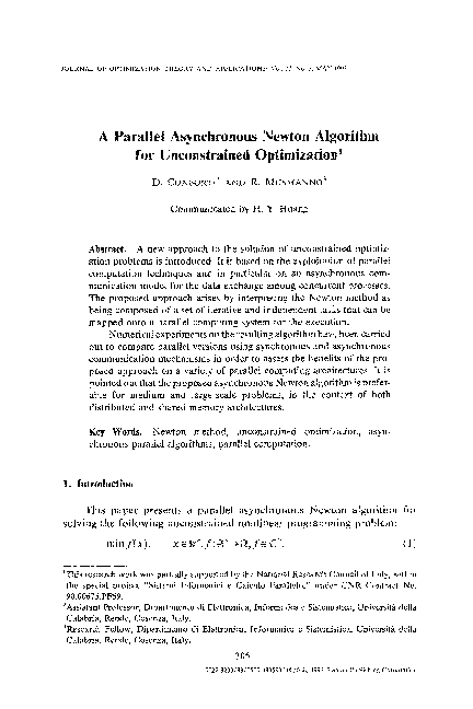 (PDF) A parallel asynchronous Newton algorithm for unconstrained ...
