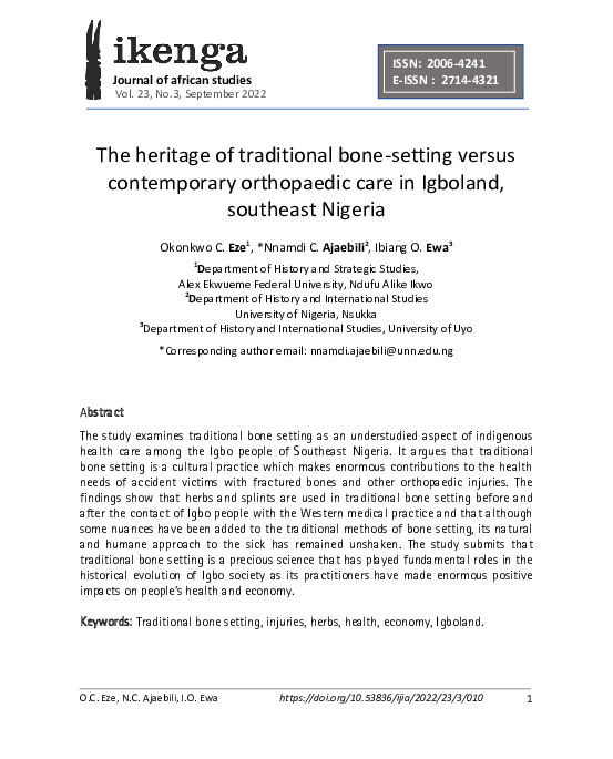 (PDF) The heritage of traditional bone-setting versus contemporary ...