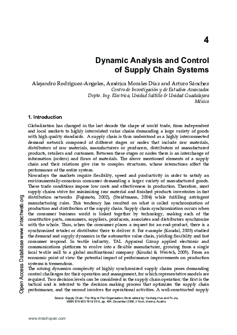 (PDF) Dynamic Analysis and Control of Supply Chain Systems