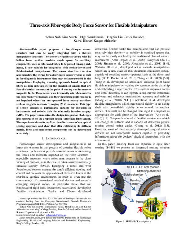 (PDF) Three-Axis Fiber-Optic Body Force Sensor for Flexible Manipulators