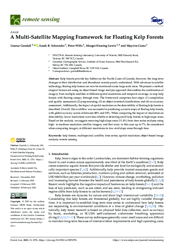(PDF) A Multi-Satellite Mapping Framework for Floating Kelp Forests