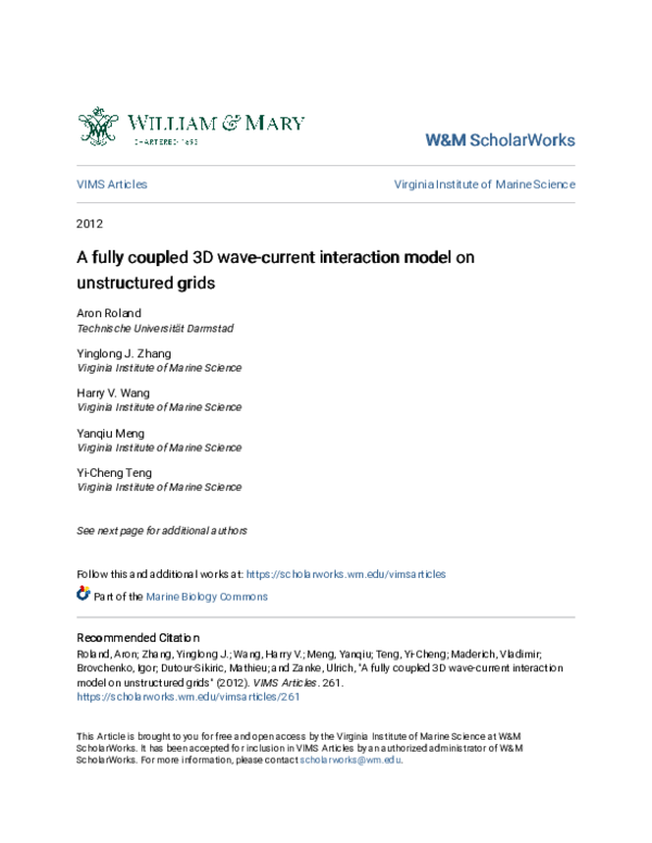 (PDF) A fully coupled 3D wave-current interaction model on unstructured ...
