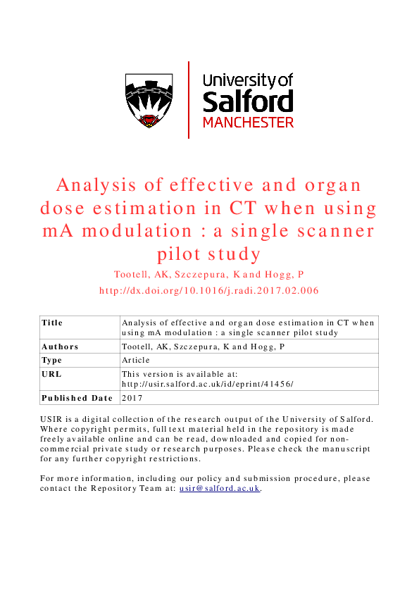 (PDF) Analysis of effective and organ dose estimation in CT when using ...