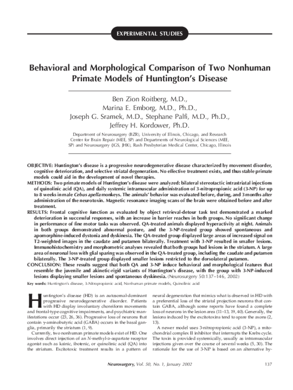 (PDF) Behavioral and Morphological Comparison of Two Nonhuman Primate ...