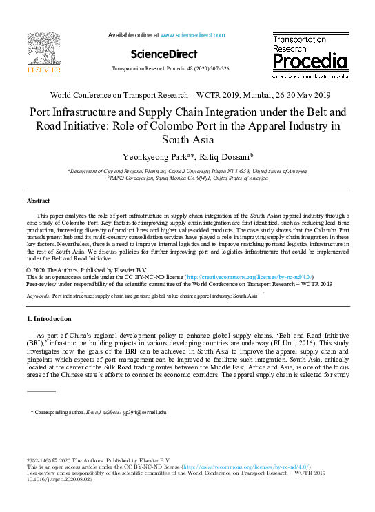 (PDF) Port Infrastructure and Supply Chain Integration under the Belt ...