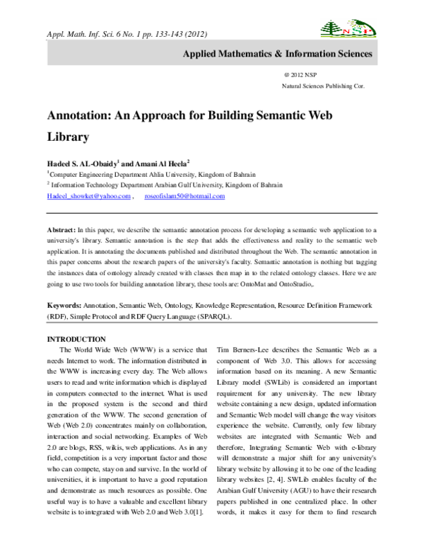 (PDF) Annotation: An Approach for Building Semantic Web Library
