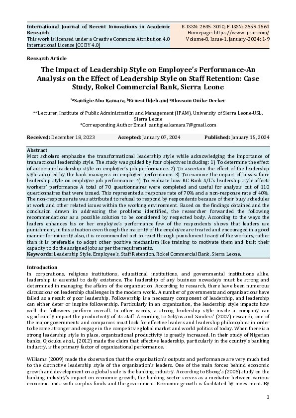 (PDF) The Impact of Leadership Style on Employee’s Performance-An ...