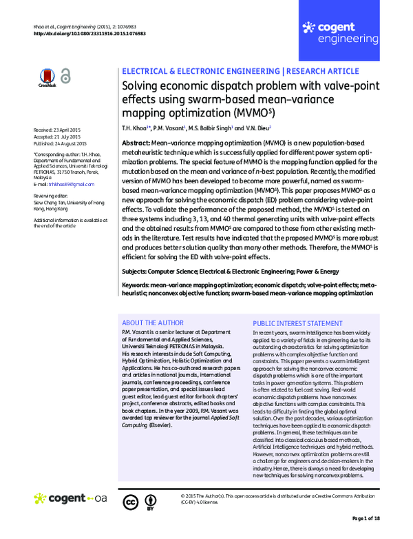 (PDF) Solving economic dispatch problem with valve-point effects using ...
