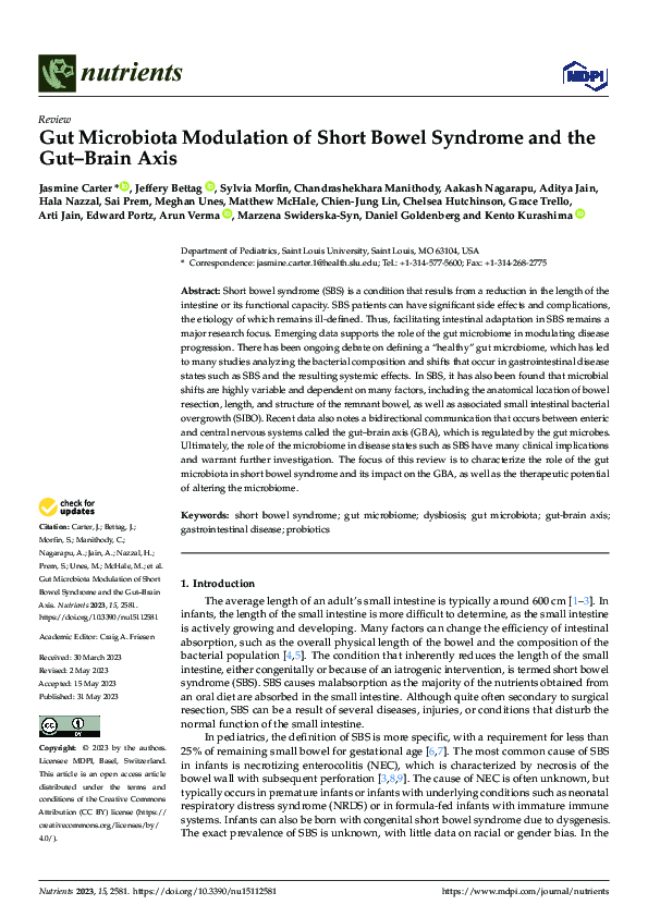(PDF) Gut Microbiota Modulation of Short Bowel Syndrome and the Gut ...