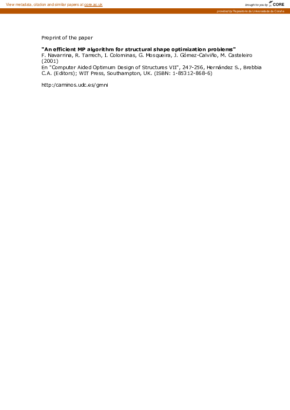 (PDF) An efficient MP algorithm for structural shape optimization problems