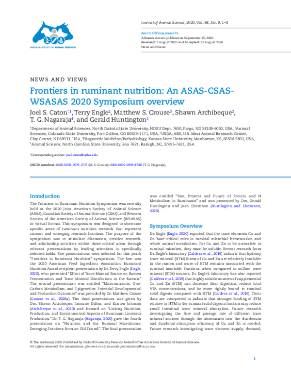 (PDF) Frontiers in ruminant nutrition: An ASAS-CSAS-WSASAS 2020 ...