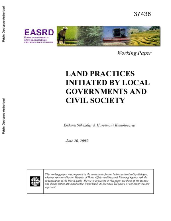 (PDF) Land practices initiated by local governments and civil society