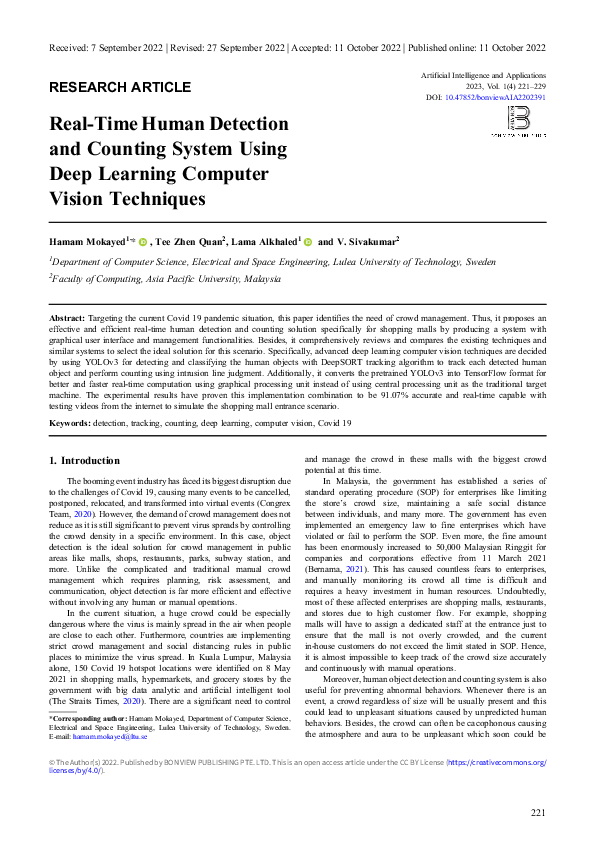 (PDF) Real-Time Human Detection and Counting System Using Deep Learning ...