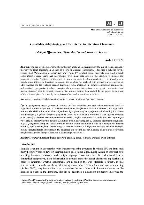 (PDF) Visual Materials, Staging, and the Internet in Literature ...