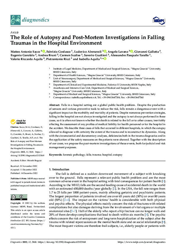(PDF) The Role of Autopsy and Post-Mortem Investigations in Falling ...