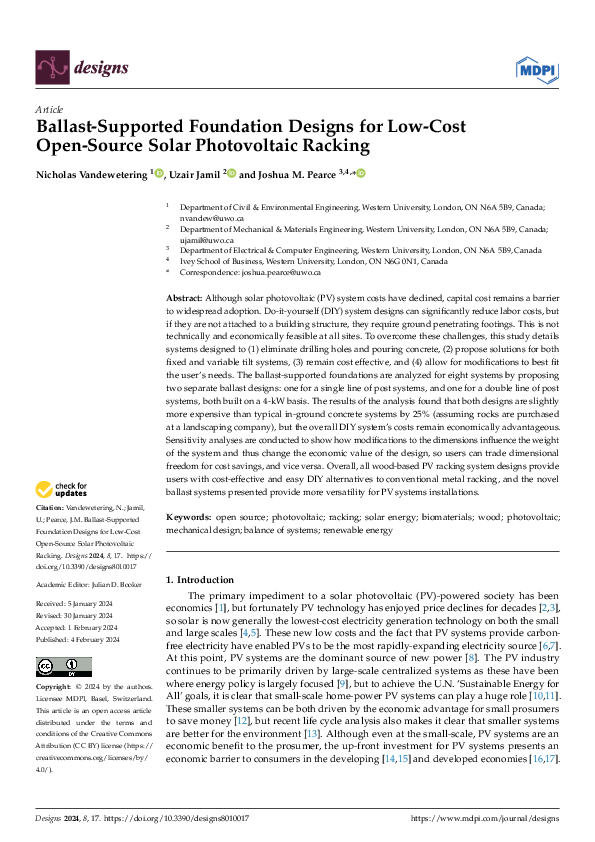 (PDF) Ballast-Supported Foundation Designs for Low-Cost Open-Source ...